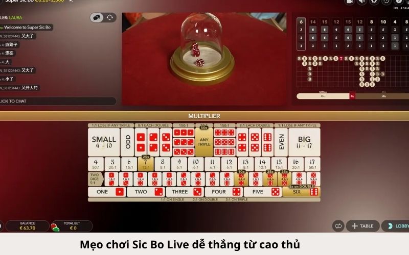 Mẹo chơi Sic Bo Live dễ thắng từ cao thủ